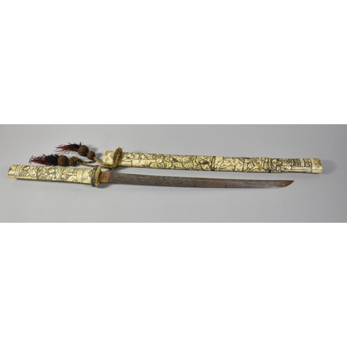 119 - A Japanese Bone Katana, 69cm Long