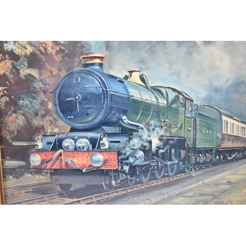 126 - A Framed Railway Print of King Class Locomotive and Carriages, 75x50cm