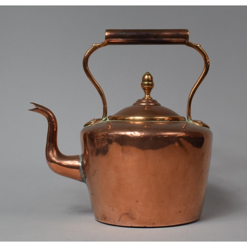 135 - A Large Copper Kettle with Acorn Finial, 29cm high