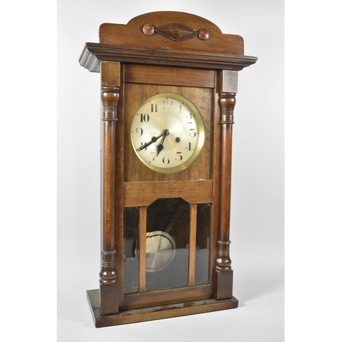 139 - An Edwardian Wall Hanging Clock with Eight Day Movement, 66cm high