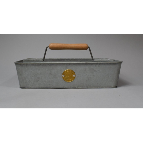 142 - A Modern Galvanized Two Division Cutlery Tray, 33.5cm wide