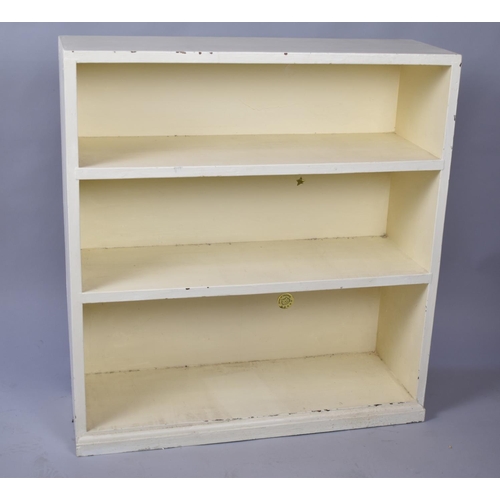 182 - A Cream Painted Three Shelf Open Bookcase, 76cm Wide