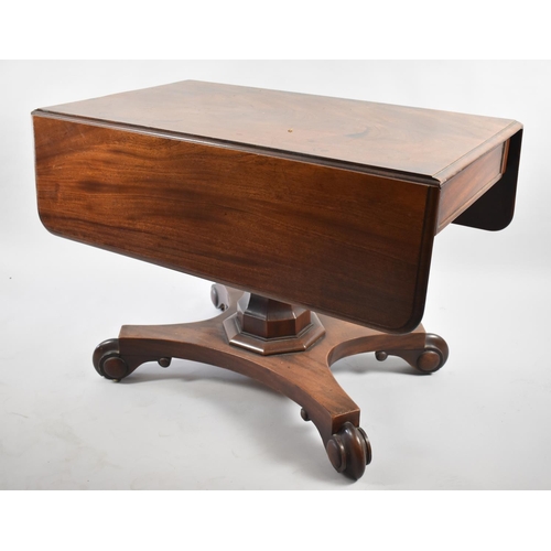 184 - A Mid/Late Mahogany Drop Leaf Pembroke Table with Single Drawer on Octagonal Support with Four Scrol... 