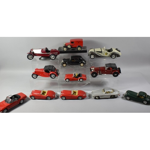 194 - A Collection of 13 Die Cast Models of Vintage Cars, Sports Cars and a Royal Mail Van