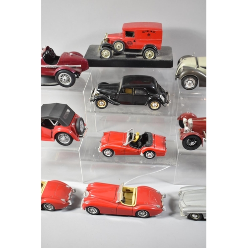 194 - A Collection of 13 Die Cast Models of Vintage Cars, Sports Cars and a Royal Mail Van