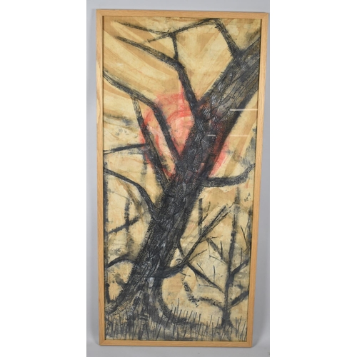 219 - A Large Modern Art Collage Depicting Tree in Winter, 121 x 55cm