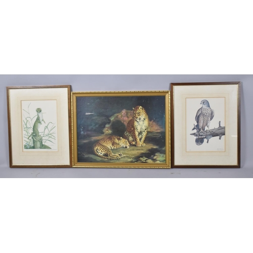 220 - Two Framed Oxenham Prints and a Gilt Framed Print of Leopards After William Huggins