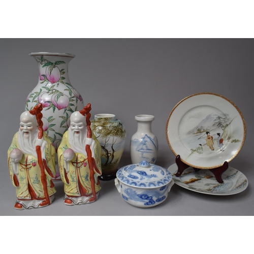 228 - A Collection of 20th Century Chinese and Japanese Ceramics to Include Pair of Shou Lou Figures, Peac... 