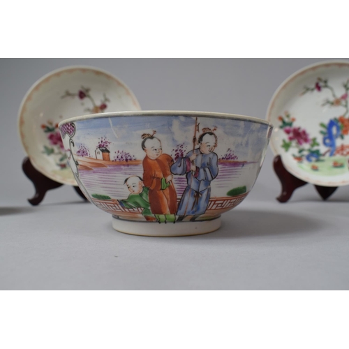 229 - A Collection of 19th Century Chinese Porcelain to Include Bowl Housing Exterior Village Scene Decora... 