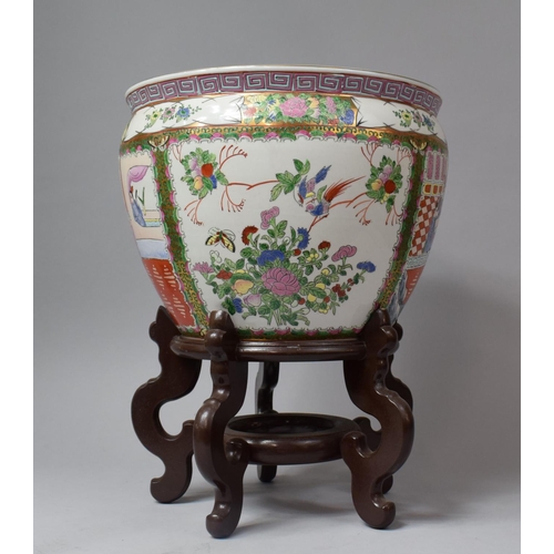 239 - A Large Mid/Late 20th Century Chinese Fish Bowl in the Famille Rose Palette with Exterior and Interi... 