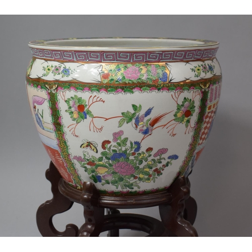 239 - A Large Mid/Late 20th Century Chinese Fish Bowl in the Famille Rose Palette with Exterior and Interi... 