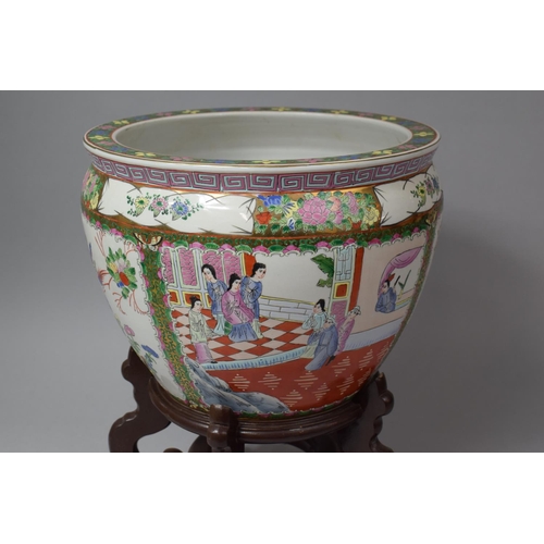 239 - A Large Mid/Late 20th Century Chinese Fish Bowl in the Famille Rose Palette with Exterior and Interi... 