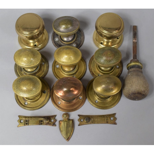 245 - A Collection of Vintage Brass Door Handles etc