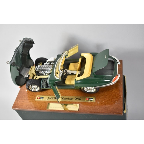 70 - A Burago Diecast Model of a Jaguar E Cabriolet (1961) with Presentation Inscription 1989