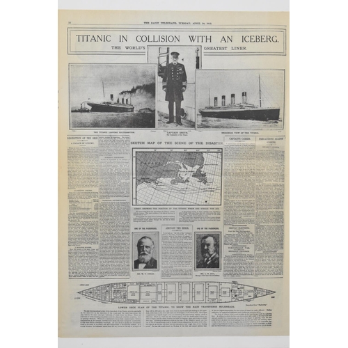 75 - A Framed Reprinted Page from the Daily Telegraph, Tuesday April 16th 1912, Titanic in Collision with... 