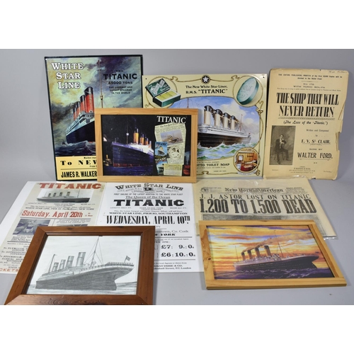 79 - A Collection of Printed and Framed Titanic Memorabilia to Include Prints, Reprinted Newspapers, Prin... 