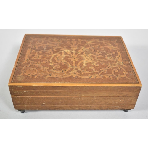 86 - An Inlaid Italian Rectangular Musical Box, Working, 14cm wide