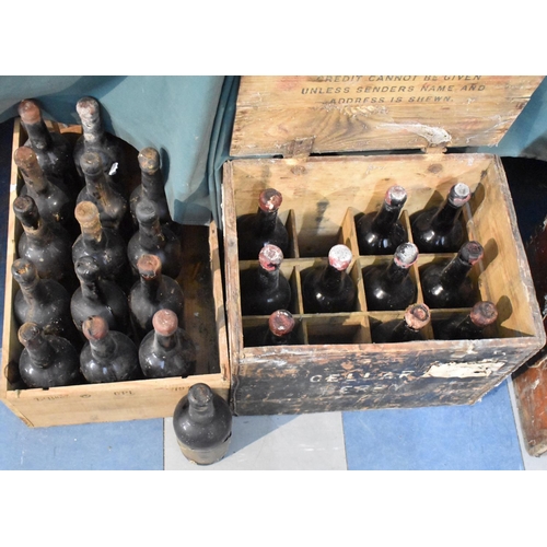 109 - A Vintage Wooden Case and a Wine Box Containing 23 Bottles of Harveys Oloroso, Amoroso, Amontillado ... 