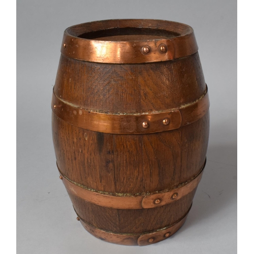 12 - A Copper Banded Oak Barrel, 20cm High