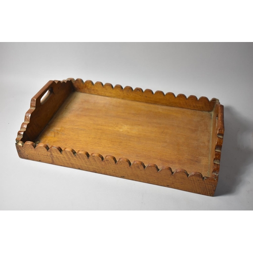 127 - A Mid 20th Century Rectangular Two Handled Rectangular Galleried Drinks Tray, 44x29cm