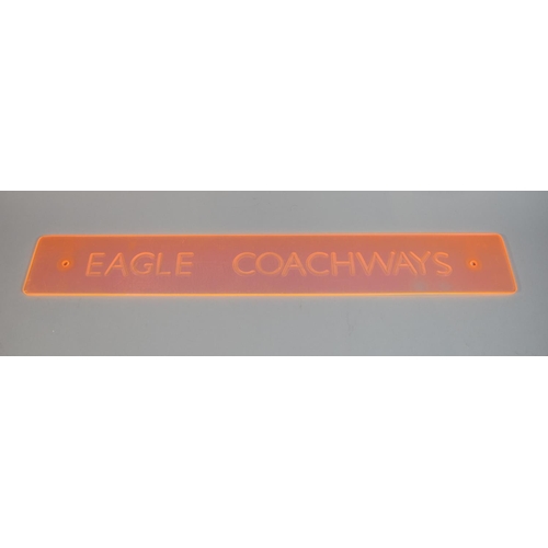 138 - A Mid/Late 20th Century Perspex Sign for Eagle Coachways, 67.5cm Long