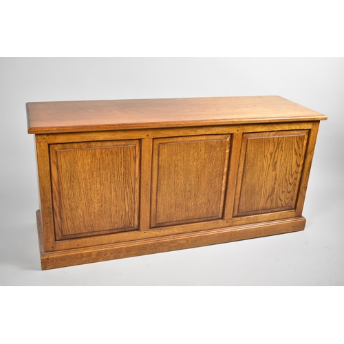 143 - A Modern Oak Three Panelled Lift Top Coffer Chest, 115cm wide