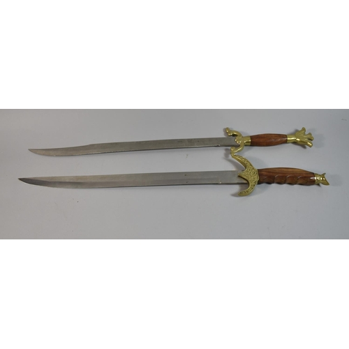 149 - Two Reproduction Brass Mounted Wooden Handled Short Swords, Each 73cm Long