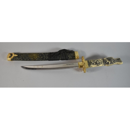 161 - A Pair of Reproduction Dragon Headed Gilt Mounted Japanese Sword on Stands, Longest 75cm