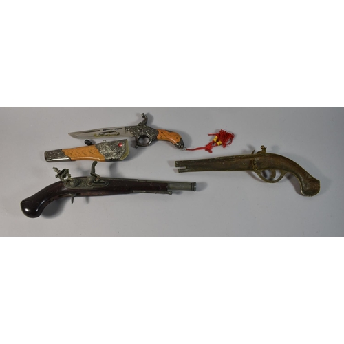 162 - A Reproduction Wall Hanging Half Model of a Flintlock Pistol, Reproduction Full Model of Similar and... 