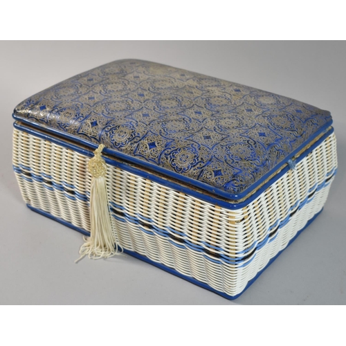 170 - A Mid 20th Century Woven Sewing Box Containing Cottons and Sewing Accessories, 33cm wide