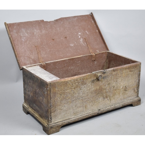 202 - A Small 19th Century Lift Top Chest with Inner Candle Box, Brass Carrying Handle to Hinged Lid, 62cm... 