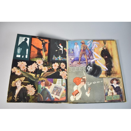 206 - An Early 20th Century Scrap Book Containing Various Elements of Decoupage and Inscribed 