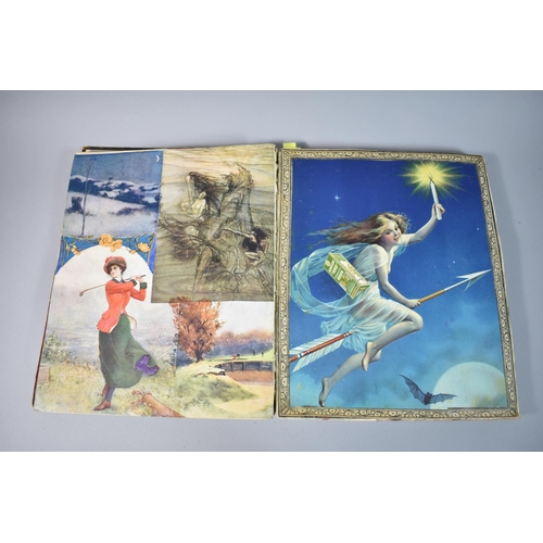 207 - An Early 20th Century Scrap Book Containing Various Elements of Decoupage and Inscribed 