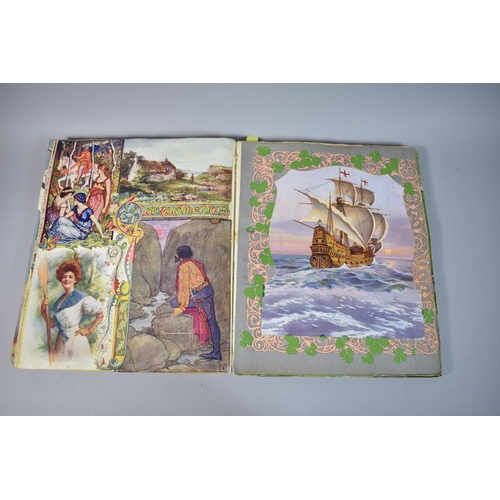 207 - An Early 20th Century Scrap Book Containing Various Elements of Decoupage and Inscribed 