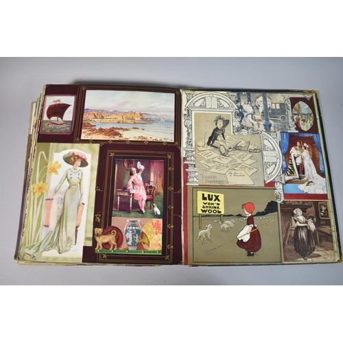 209 - An Early 20th Century Scrap Book Containing Various Elements of Decoupage and Inscribed 