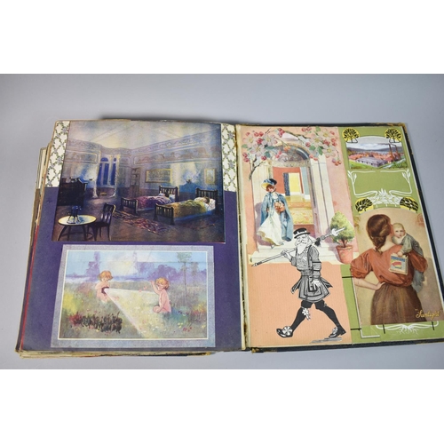 209 - An Early 20th Century Scrap Book Containing Various Elements of Decoupage and Inscribed 