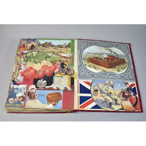 210 - An Early 20th Century Scrap Book Containing Various Elements of Decoupage and Inscribed 