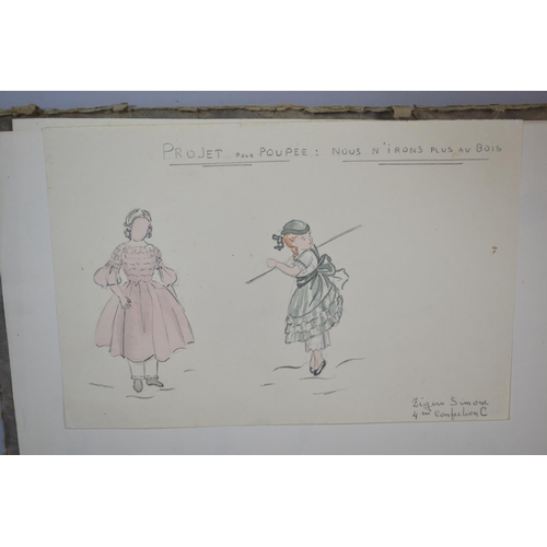 213 - A Folio of French Watercolour and Ink Dress Designs, C.1940/50's, 'Creations' Signed Zegers S