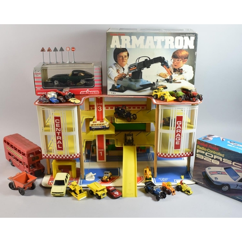 248 - A Mid 20th Century Toy Garage Together with a Collection of Diecast Vehicles, Radio Controlled Porsc... 