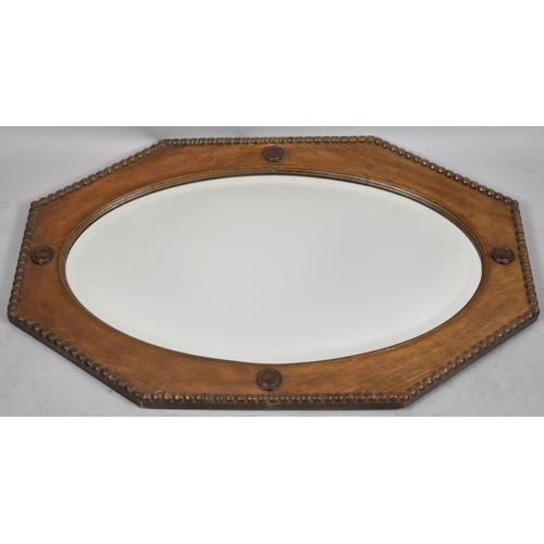 249 - An Edwardian Oak Framed Wall Mirror, 82x54cm