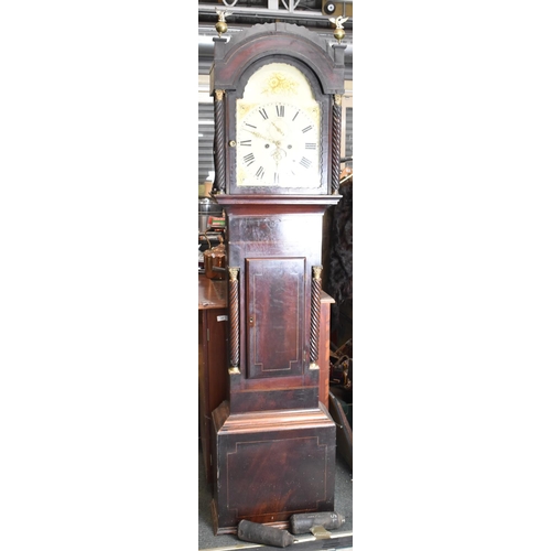 250 - A 19th Century String Inlaid Mahogany Long Case Clock with Painted Arched Dial Having Seconds and Da... 