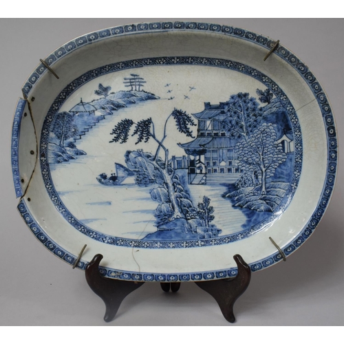 280 - A Late 18th/Early 19th Century Chinese Blue and White Export Charger Decorated with River Village Sc... 