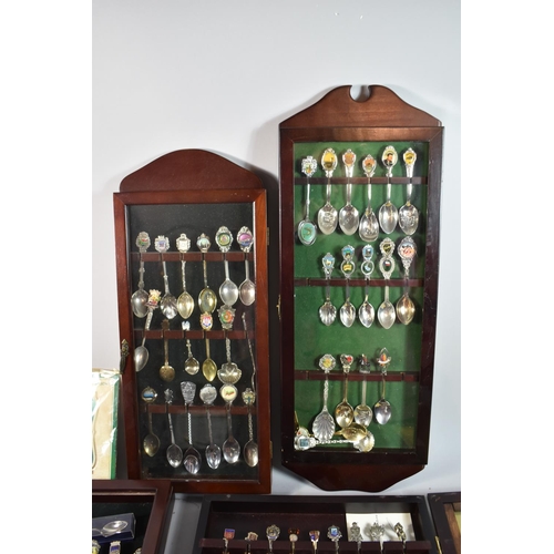 304 - A Collection of Four Mahogany Cased Sets of Souvenir Teaspoons