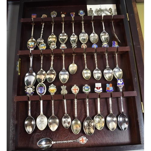 304 - A Collection of Four Mahogany Cased Sets of Souvenir Teaspoons