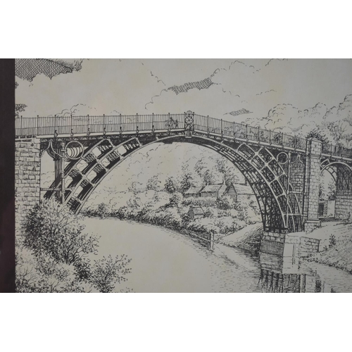 342 - A Framed Van Der Woning Print, The Ironbridge, 39x29cm