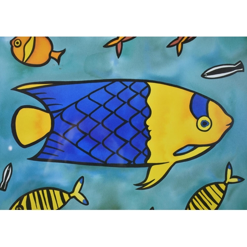 352 - A Framed Cerys Edwards Print of Fish, 69x49cm