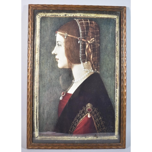 363 - A Framed Print of a Medieval Maiden, 50x33cm