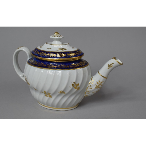 440 - A Coalport Gilt and White Cobalt Blue, Gilt and White Teapot c.1800