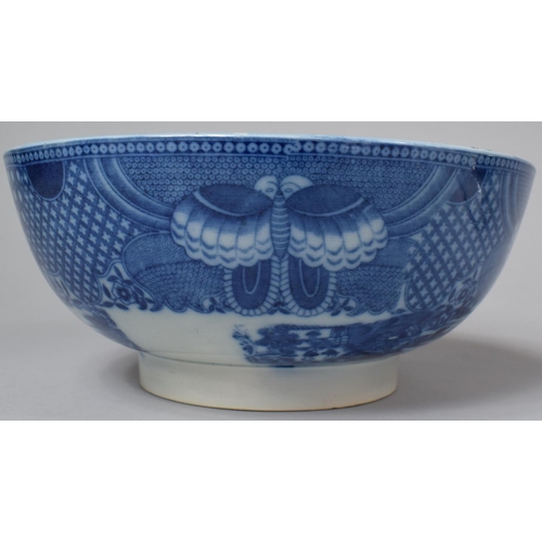 445 - A 19th Century Transfer Printed Blue and White Pearlware Bowl, 22cm Diameter