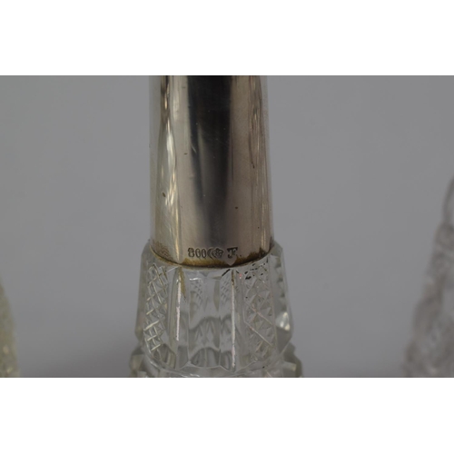 456 - Three Silver Topped Glass Scent Bottles with Stoppers